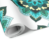 Mandala Muster 02 in aqua Geschenkpapier (Rolleneckpunkt)
