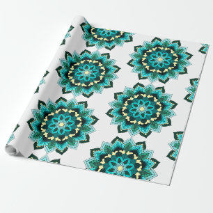 Mandala Muster 02 in aqua Geschenkpapier