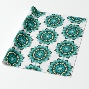 Mandala Muster 02 in aqua Geschenkpapier