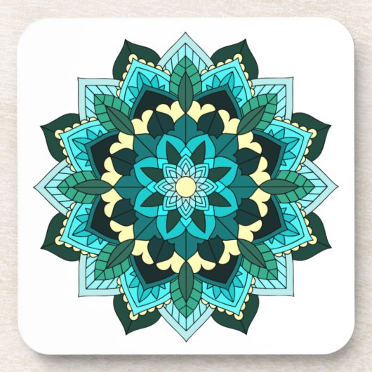 Mandala Muster 02 in aqua Getränkeuntersetzer (Vorderseite)