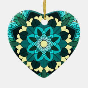 Mandala Muster 02 in aqua Keramik Ornament