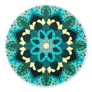 Mandala Muster 02 in aqua Keramikknauf