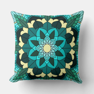 Mandala Muster 02 in aqua Kissen