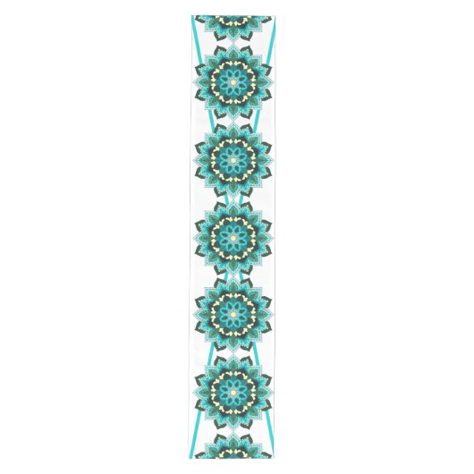 Mandala Muster 02 in aqua Medium Table Runner Mittelgroßer Tischläufer (Vorderseite)