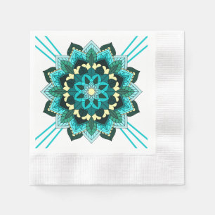 Mandala Muster 02 in aqua Napkin Serviette