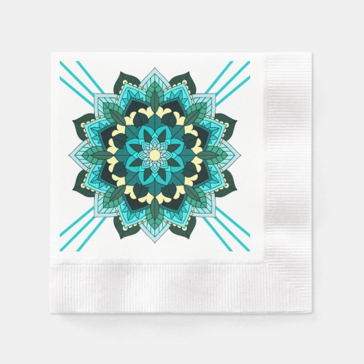 Mandala Muster 02 in aqua Napkin Serviette (Vorderseite)