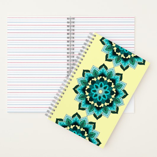 Mandala Muster 02 in aqua Notebook Notizblock (Innen)