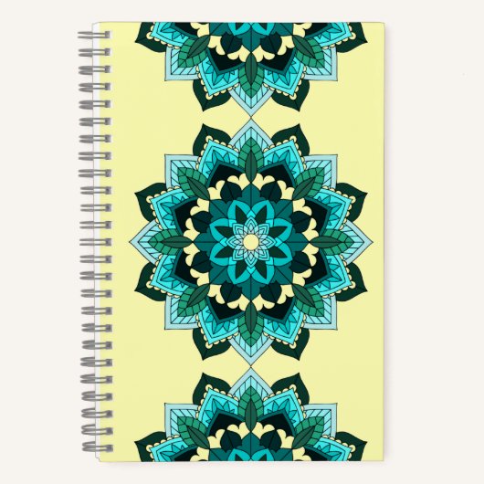 Mandala Muster 02 in aqua Notebook Notizblock (Vorderseite)