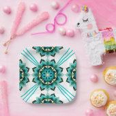Mandala Muster 02 in aqua Paper Plate Pappteller (Party)