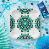 Mandala Muster 02 in aqua Paper Plate Pappteller (Party)