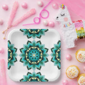 Mandala Muster 02 in aqua Paper Plate Pappteller (Party)