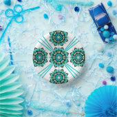 Mandala Muster 02 in aqua Paper Plate Pappteller (Party)