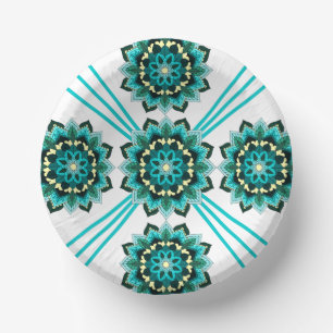 Mandala Muster 02 in aqua Paper Plate Pappteller