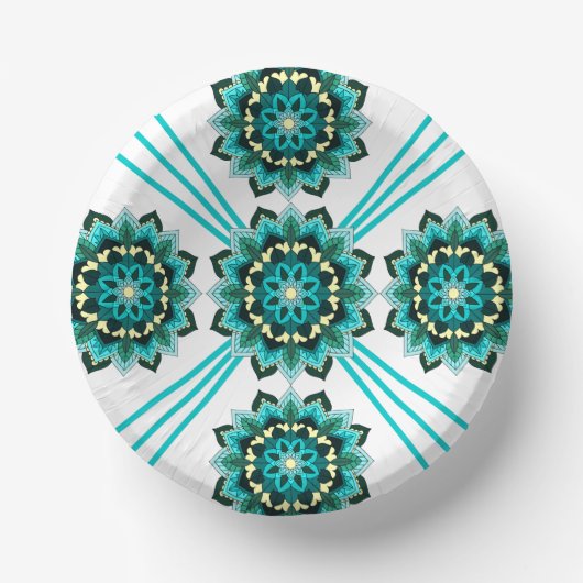Mandala Muster 02 in aqua Paper Plate Pappteller (Vorderseite)