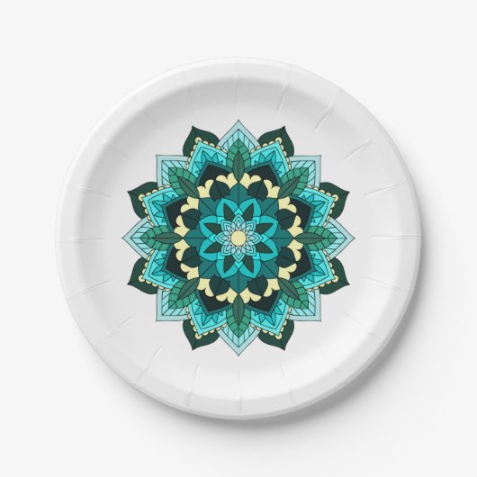 Mandala Muster 02 in aqua Pappteller (Vorderseite)