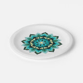 Mandala Muster 02 in aqua Pappteller (Schrägansicht)