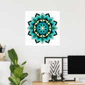 Mandala Muster 02 in aqua Poster (Heimbüro)