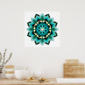 Mandala Muster 02 in aqua Poster (Küche)