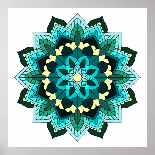 Mandala Muster 02 in aqua Poster (Vorne)