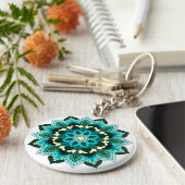 Mandala Muster 02 in aqua Schlüsselanhänger (Seite)