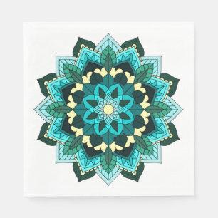 Mandala Muster 02 in aqua Serviette