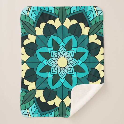Mandala Muster 02 in aqua Sherpadecke (Vorderseite)