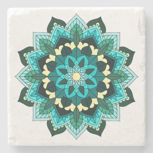 Mandala Muster 02 in aqua Steinuntersetzer (Vorderseite)