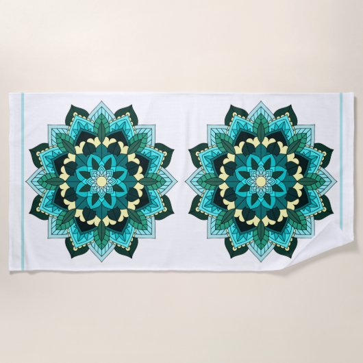 Mandala Muster 02 in aqua Strandtuch (Vorderseite)