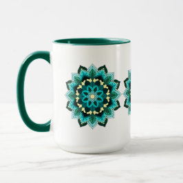Mandala Muster 02 in aqua Tasse