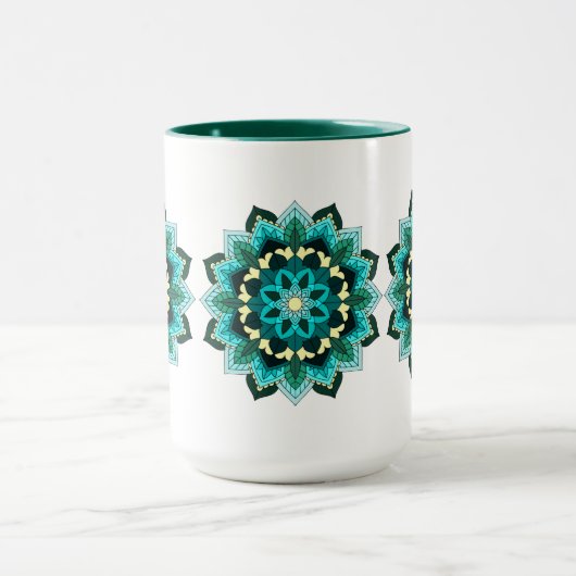 Mandala Muster 02 in aqua Tasse (Zentrum)