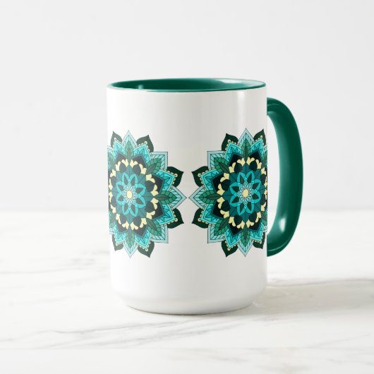 Mandala Muster 02 in aqua Tasse (VorderseiteRechts)