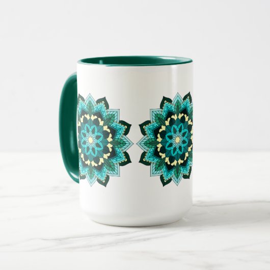 Mandala Muster 02 in aqua Tasse (Vorderseite Links)