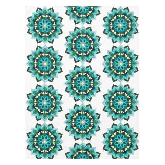 Mandala Muster 02 in aqua Tischdecke (Vorderseite)