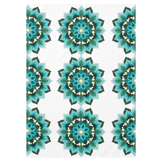 Mandala Muster 02 in aqua Tischdecke (Vorderseite)