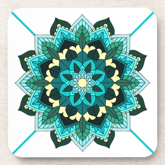 Mandala Muster 02 in aqua Untersetzer (Vorderseite)