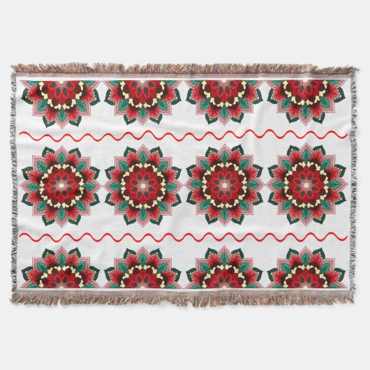 Mandala Muster 02 in der roten Throw Blanket Decke (Vorderseite)