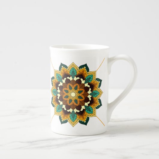 Mandala Muster 02 in der Tasse "Gelb & tan Bone Ch (Rechts)