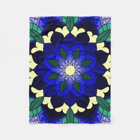 Mandala Muster 02 in dunkelblau Fleecedecke (Vorderseite)