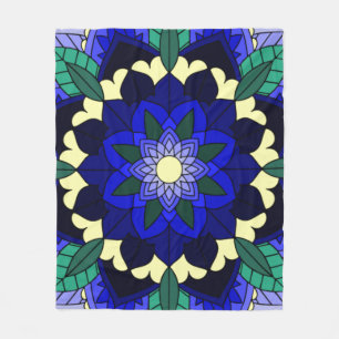 Mandala Muster 02 in dunkelblau Fleecedecke