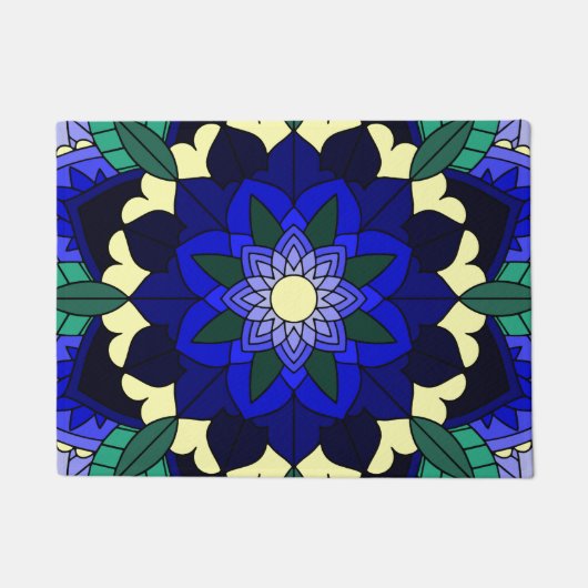 Mandala Muster 02 in dunkelblau Fußmatte (Vorderseite)