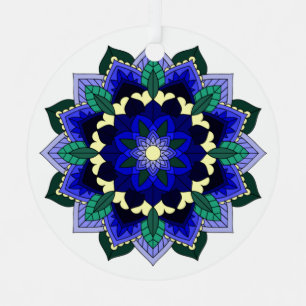 Mandala Muster 02 in dunkelblau Ornament Aus Metall