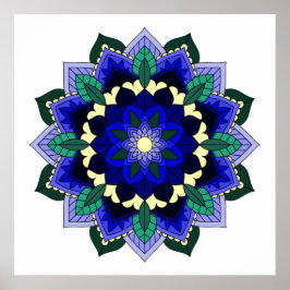 Mandala Muster 02 in dunkelblau Poster