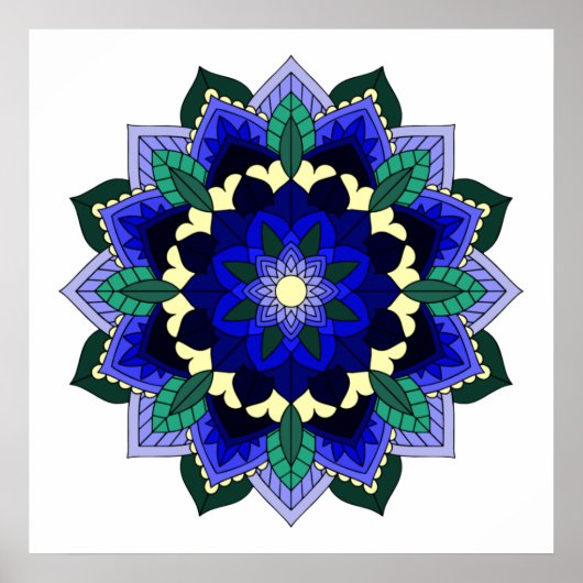 Mandala Muster 02 in dunkelblau Poster (Vorne)