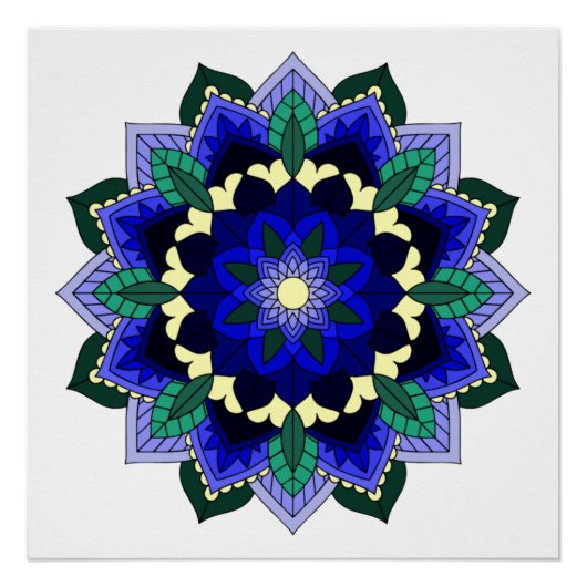 Mandala Muster 02 in dunkelblau Poster (Vorderseite)