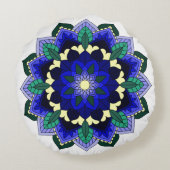 Mandala Muster 02 in dunkelblau runder Polster (Rückseite)