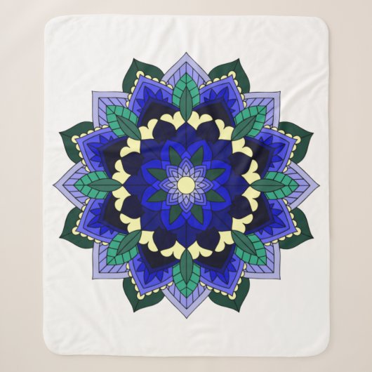 Mandala Muster 02 in dunkelblau Sherpadecke (Vorderseite)