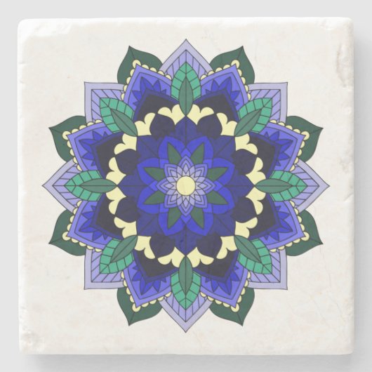 Mandala Muster 02 in dunkelblau Steinuntersetzer (Vorderseite)