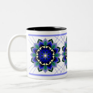 Mandala Muster 02 in dunkelblau Zwei-Tone-Kaffee M Zweifarbige Tasse