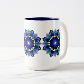Mandala Muster 02 in dunkelblau Zweifarbige Tasse (VorderseiteRechts)