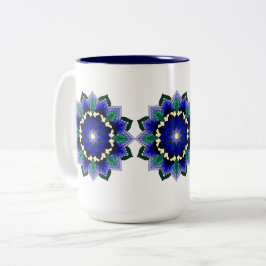 Mandala Muster 02 in dunkelblau Zweifarbige Tasse